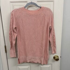 LC Lauren Conrad Pink Crew Neck Knit Sweater: L